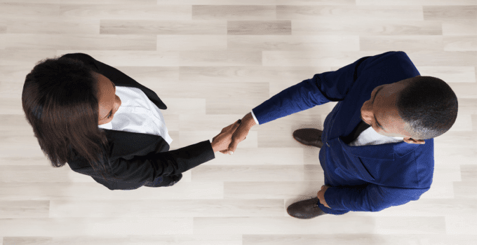 View from Above of Handshake Between Business Professionals