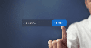 Job Search Address Bar Hovering in Front of Woman who is Clicking Start